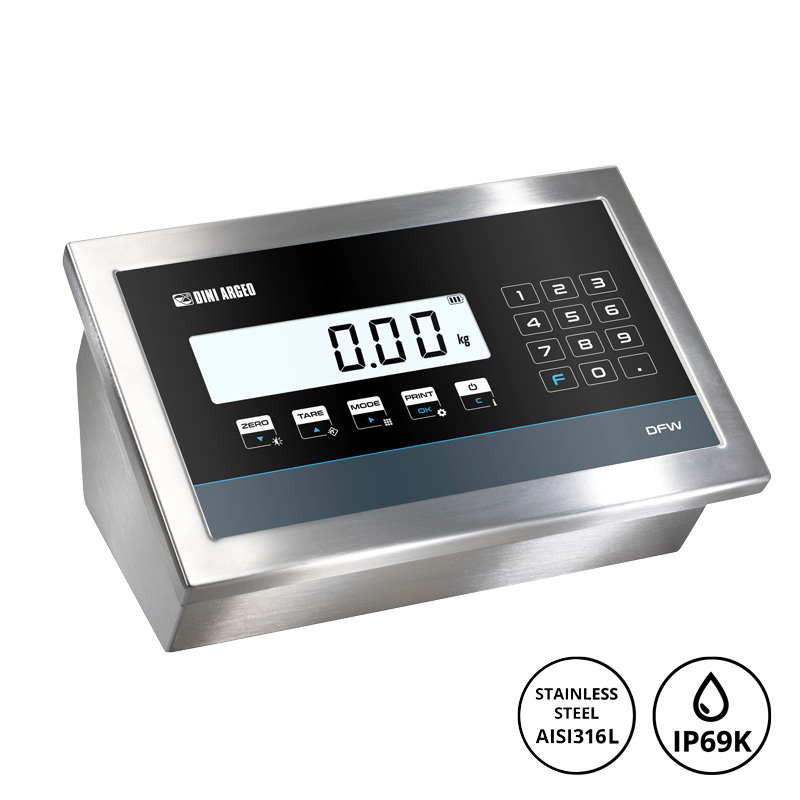 Visor de Peso Multifunción Higiénico DFWK HYGIENX Inox AISI 316 IP68/IP69K DFWK-HGX (Dini Argeo)