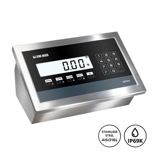 Visor de Peso Multifunción Higiénico DFWK HYGIENX Inox AISI 316 IP68/IP69K DFWK-HGX (Dini Argeo)