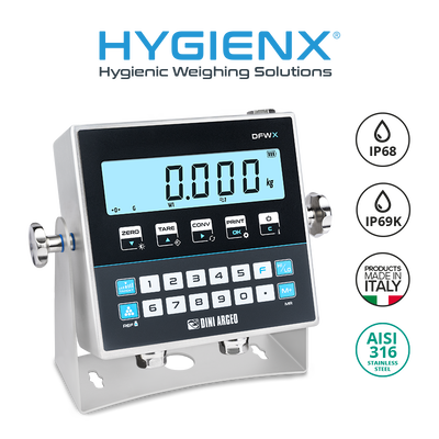Visor de Peso Multifunción Higiénico DFWX HYGIENX Inox AISI 316 IP68/IP69K DFWX-HGX (Dini Argeo)